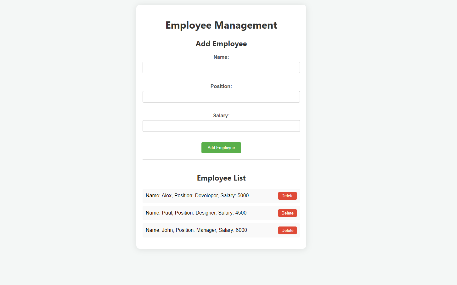 Employee Management Project